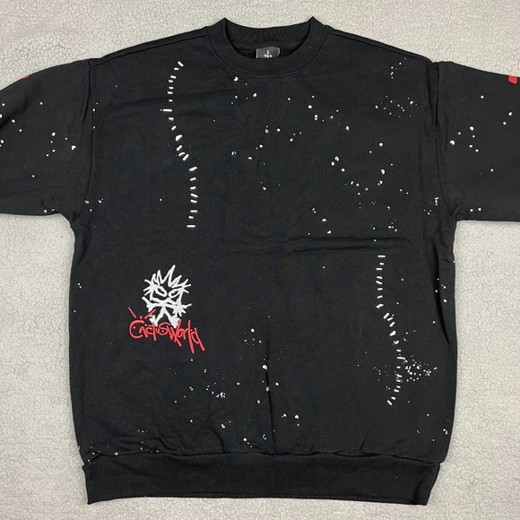 Cactus Jack Sweatshirt Mens Large L Black Stitched Crewneck Travis Scott World - Picture 9 of 11